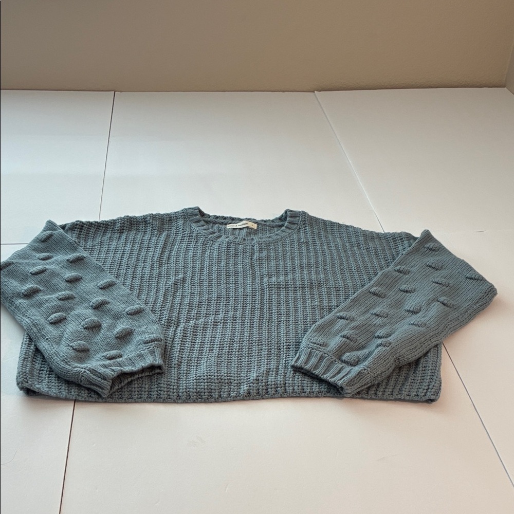 Moon&Madison Mint Green Popcorn Sleeve Sweater size L